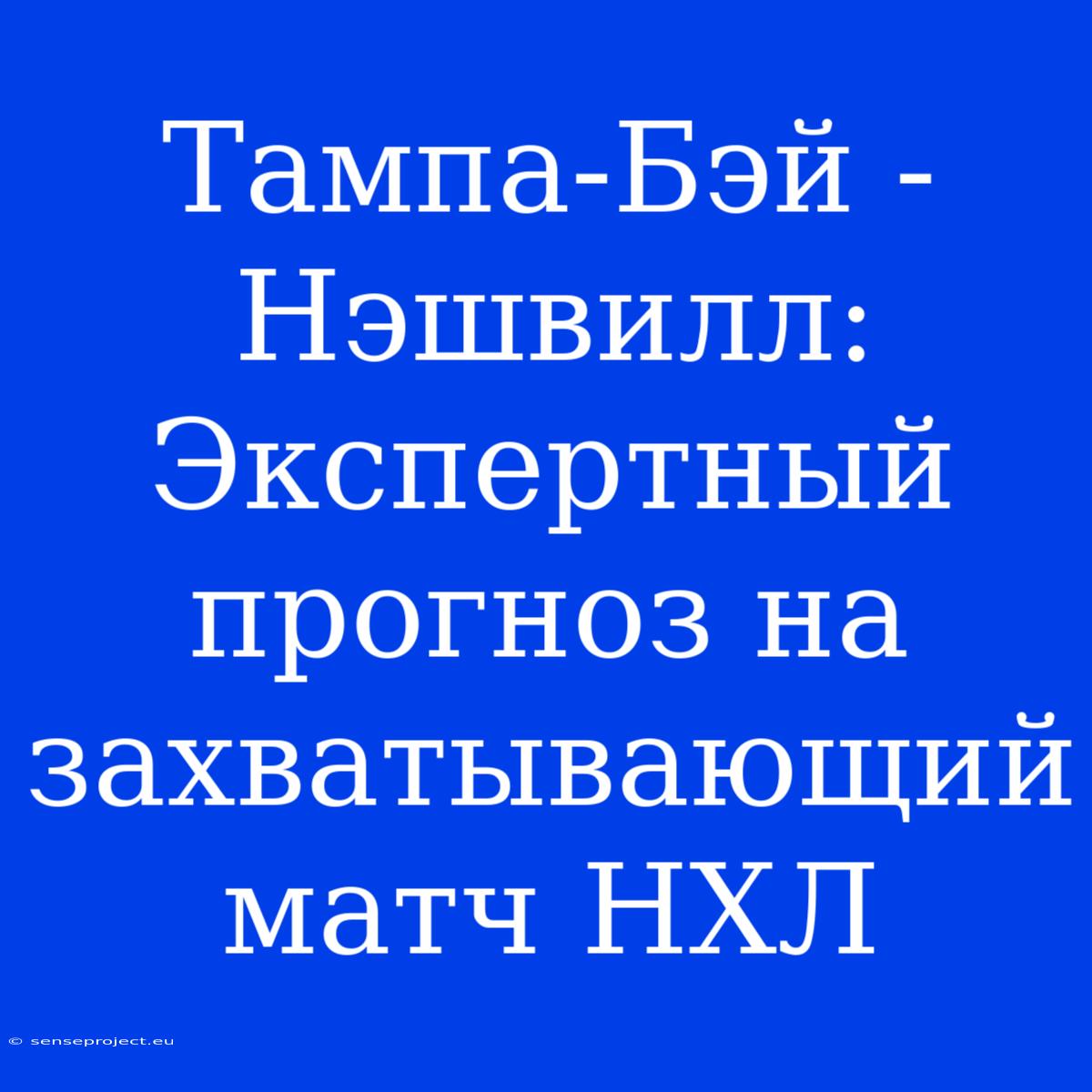 Тампа-Бэй - Нэшвилл: Экспертный Прогноз На Захватывающий Матч НХЛ