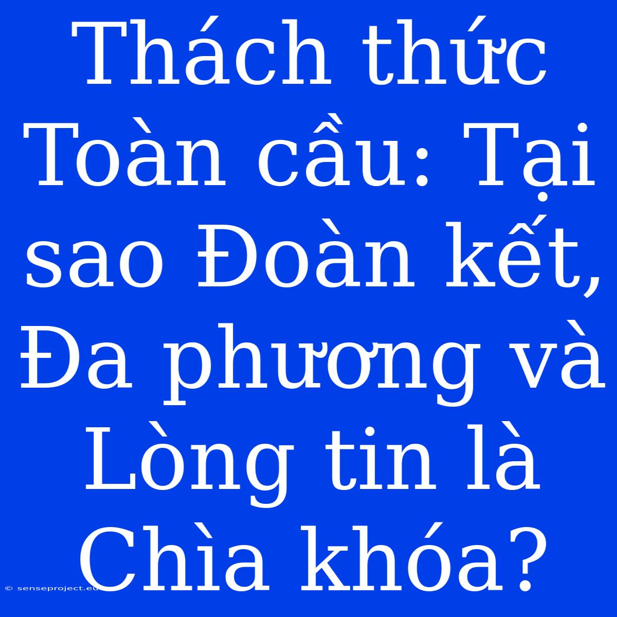 Thách Thức Toàn Cầu: Tại Sao Đoàn Kết, Đa Phương Và Lòng Tin Là Chìa Khóa?