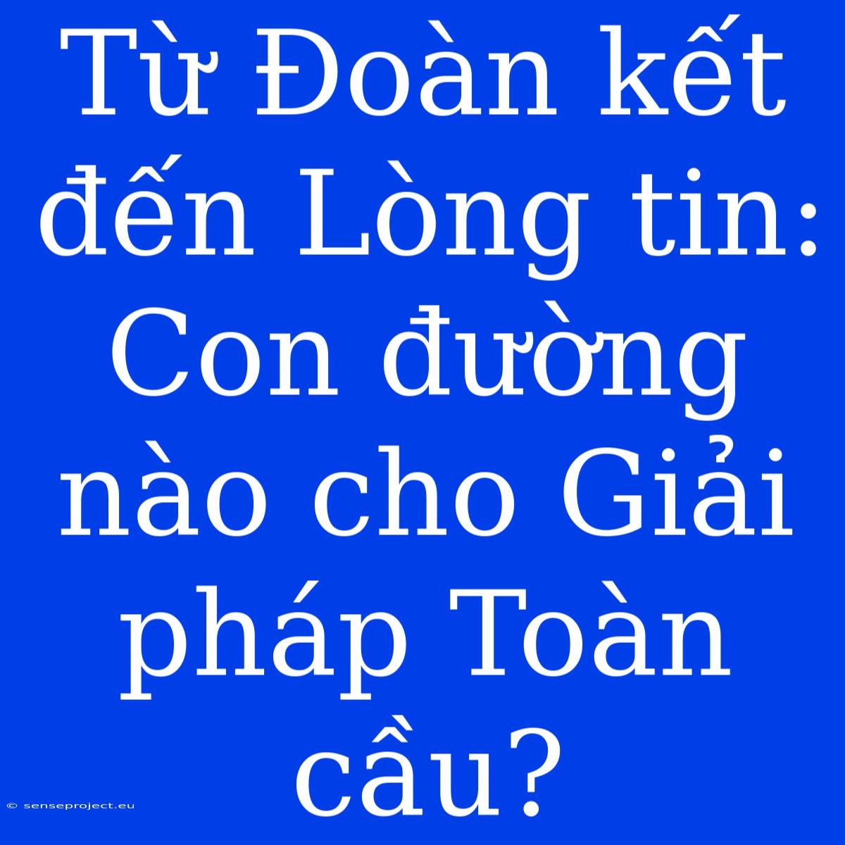 Từ Đoàn Kết Đến Lòng Tin: Con Đường Nào Cho Giải Pháp Toàn Cầu?