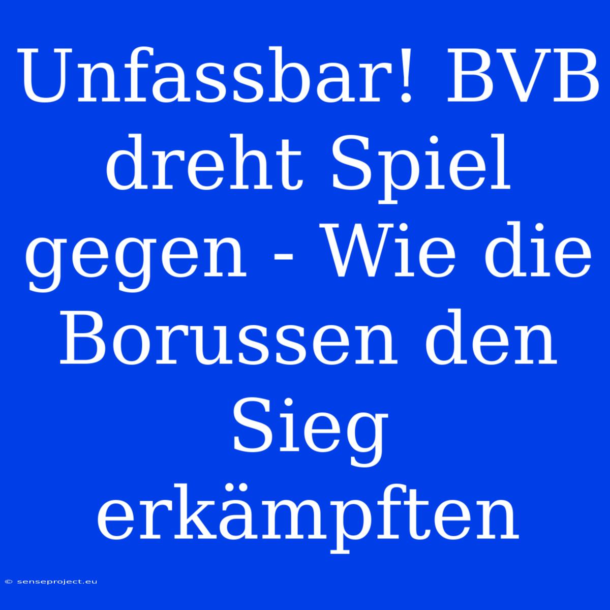 Unfassbar! BVB Dreht Spiel Gegen - Wie Die Borussen Den Sieg Erkämpften