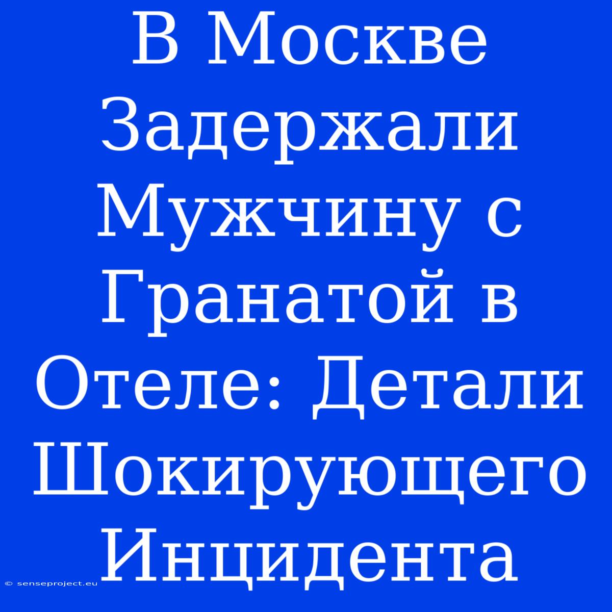 В Москве Задержали Мужчину С Гранатой В Отеле: Детали Шокирующего Инцидента