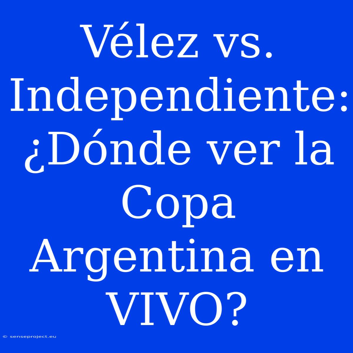 Vélez Vs. Independiente: ¿Dónde Ver La Copa Argentina En VIVO?