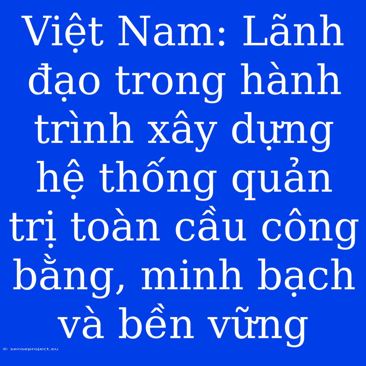 Việt Nam: Lãnh Đạo Trong Hành Trình Xây Dựng Hệ Thống Quản Trị Toàn Cầu Công Bằng, Minh Bạch Và Bền Vững