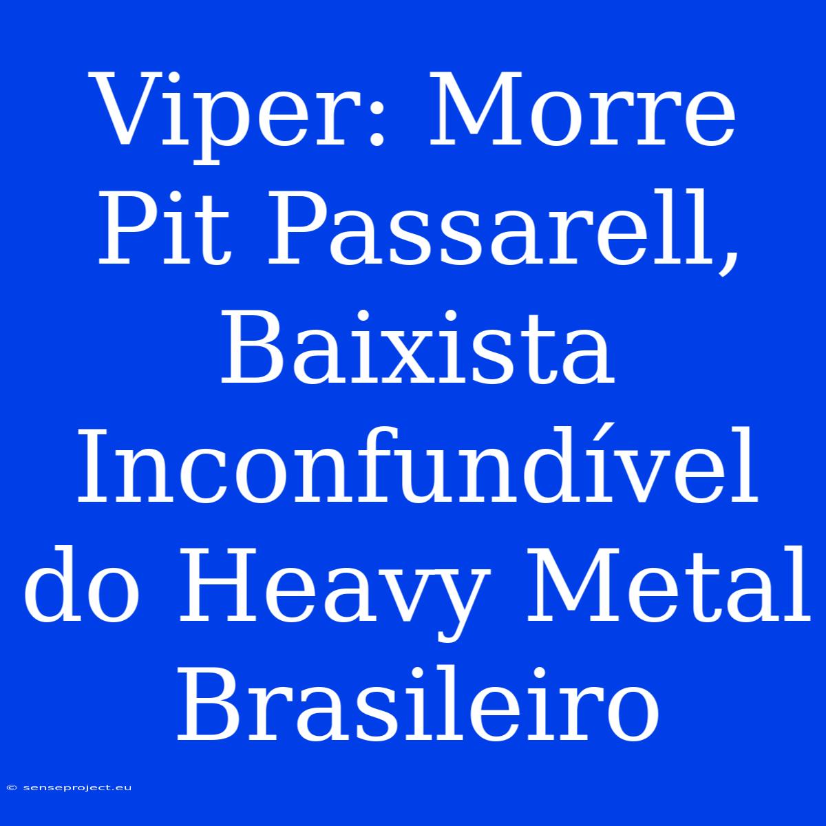 Viper: Morre Pit Passarell, Baixista Inconfundível Do Heavy Metal Brasileiro